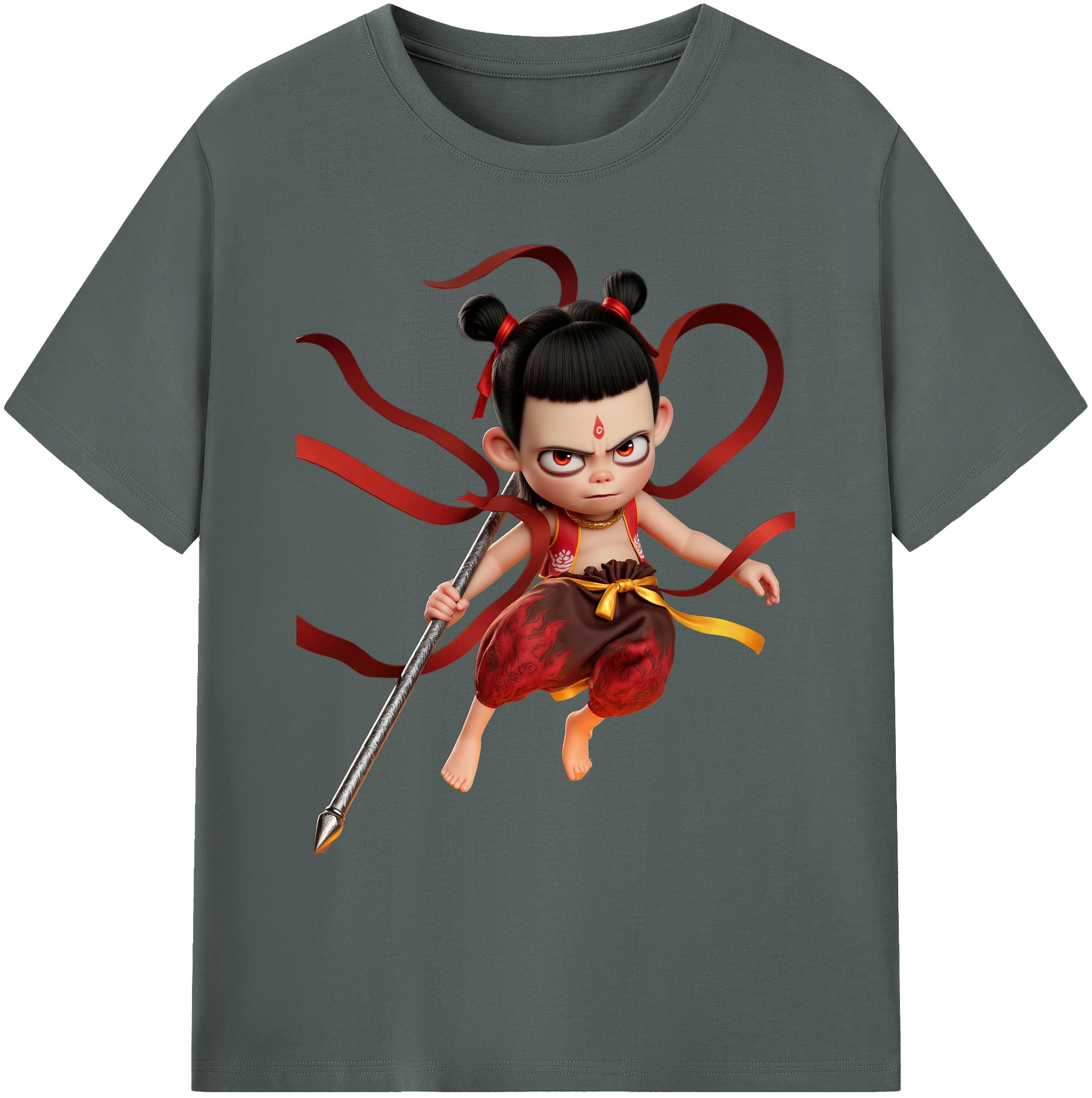 （画像用） Ne Zha 2 ナタ 魔童の大暴れ 綿100％ メンズ半袖Tシャツ｜肌触りやわらか＆通気性